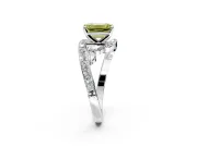 Solitaire Engagement Ring Setting for Fancy Yellow Emerald Cut Center with Pave Bypass Twist Band and Prong Head in Sterling Silver