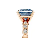 Solitaire Engagement Ring Setting for Fancy Blue Princess Cut Center with Bezel-Dot Beaded Band and Prong Head in Rose Gold