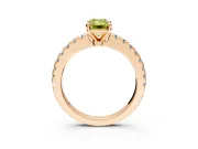 Solitaire Engagement Ring Setting for Fancy Yellow Emerald Cut Center with Single Row Accent Band and Prong Head in Rose Gold