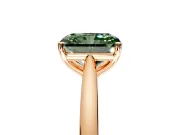 Solitaire Engagement Ring Setting for Fancy Green Radiant Cut Center with Narrow Cathedral Band and Prong Head in Rose Gold