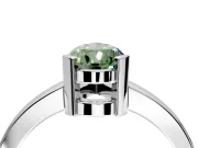Solitaire Engagement Ring Setting for Fancy Green Pear-Shaped Center with Plain Band and Flat Tab Prong Head in Sterling Silver