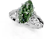 Solitaire Engagement Ring Setting for Fancy Green Marquise Center with Filigree Accent Basket and Prong Head in Platinum