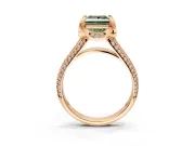 Solitaire Engagement Ring Setting for Fancy Green Princess Cut Center with Accented Split Shank and Prong Head in Rose Gold