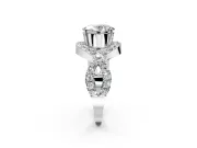 Halo Engagement Ring Setting for Oval Center with Pave Infinity Twist Band and Prong Head in Platinum