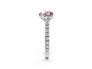 Solitaire Engagement Ring Setting for Fancy Pink Heart-Shaped Center with Large Accent Band and Prong Head in Sterling Silver