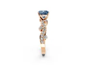 Solitaire Engagement Ring Setting for Fancy Blue Cushion Cut Center with Bar-Station Pave Twist and Prong Head in Rose Gold