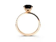 Solitaire Engagement Ring Setting for Fancy Black Round Cut Center with Fine Pave Accents and Prong Head in Rose Gold