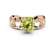 Solitaire Engagement Ring Setting for Fancy Yellow Cushion Cut Center with Criss-Cross Accent Band and Prong Head in Rose Gold