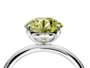 Low-Set Solitaire Engagement Ring Setting for Fancy Yellow Round Cut Center with Thin Plain Band and Prong Head in Sterling Silver