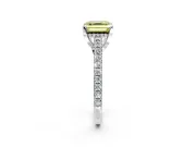 Solitaire Engagement Ring Setting for Fancy Yellow Asscher Cut Center with Widening Pave Band and Claw Prong Head in Sterling Silver