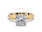 Solitaire Engagement Ring Setting for Cushion Cut Center with Wide Knife Ridge Band and Prong Head in Yellow Gold