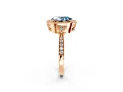 Halo Engagement Ring Setting for Fancy Blue Oval Center with Milgrain Rim, Pave Band and Prong Head in Rose Gold