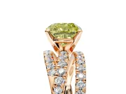 Solitaire Engagement Ring Setting for Fancy Yellow Cushion Cut Center with Woven 3-Strand Pave Band and Prong Head in Rose Gold