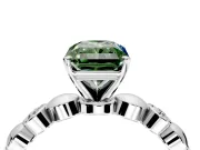 Solitaire Engagement Ring Setting for Fancy Green Radiant Cut Center with Beaded Bezel Station Band and Prong Head in Platinum