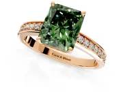 Solitaire Engagement Ring Setting for Fancy Green Radiant Cut Center with Channel-Set Accent Band and Prong Head in Rose Gold