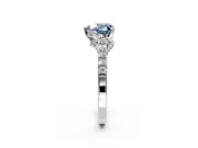 Solitaire Engagement Ring Setting for Fancy Blue Heart-Shaped Center with Crossover Accents and Prong Head in Platinum