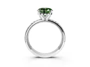 Solitaire Engagement Ring Setting for Fancy Green Heart-Shaped Center with Milgrain X Pattern Band and Prong Head in Platinum