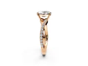 Crossover Engagement Ring Setting for Oval Center with Pave and Plain Strands and Prong Head in Rose Gold