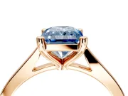 Solitaire Engagement Ring Setting for Fancy Blue Radiant Cut Center with Tapered Shoulders and Prong Head in Rose Gold
