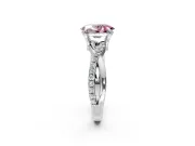 Solitaire Engagement Ring Setting for Fancy Pink Oval Center with Half-Pave Crossover Band and Prong Head in White Gold