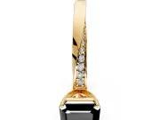 Side Accent Engagement Ring Setting for Fancy Black Asscher Cut Center with Accent Shoulders and Prong Head in Yellow Gold