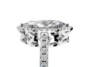 Accent Halo Engagement Ring Setting for Marquise Center with Full-Length Pave Band and Prong Head in Platinum