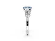 Cluster Engagement Ring Setting for Fancy Blue Radiant Cut Center with 2-Row Shoulder Clusters and Prong Head in Platinum