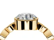 Vintage Station Engagement Ring Setting for Round Cut Center with Accents and Prong Head in Yellow Gold