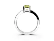 Solitaire Engagement Ring Setting for Fancy Yellow Emerald Cut Center with Plain Band and Flat Tab Prong Head in Sterling Silver