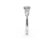 3 Stone Engagement Ring Setting for Cushion Cut Center with Large Pear-Shaped Accents and Prong Head in Platinum