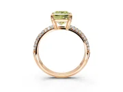 Solitaire Engagement Ring Setting for Fancy Yellow Princess Cut Center with Multi-Row Pave Accents and Basket Head in Rose Gold