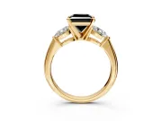 3 Stone Engagement Ring Setting for Fancy Black Princess Cut Center with Large Pear-Shaped Accents and Prong Head in Yellow Gold