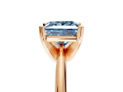 Solitaire Engagement Ring Setting for Fancy Blue Princess Cut Center with Knife Ridge Band and Claw Prong Head in Rose Gold