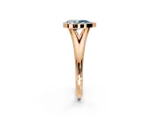 Solitaire Engagement Ring Setting for Fancy Blue Pear-Shaped Center with V Split Shank and Bezel Head in Rose Gold