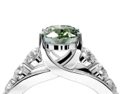 Solitaire Engagement Ring Setting for Fancy Green Oval Center with Graduated Shared Prongs and Prong Head in Sterling Silver