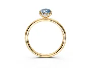 Solitaire Engagement Ring Setting for Fancy Blue Pear-Shaped Center with Plain Band, Open Basket and Prong Head in Yellow Gold