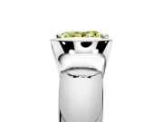 Tension Engagement Ring Setting for Fancy Yellow Princess Cut Center with Wide Flat Band and Tension Head in White Gold