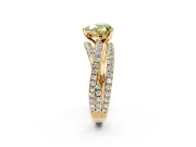 Solitaire Engagement Ring Setting for Fancy Yellow Heart-Shaped Center with Woven 3-Strand Pave Band and Prong Head in Yellow Gold