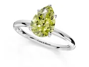 Hidden Halo Engagement Ring Setting for Fancy Yellow Pear-Shaped Center with Thin Rounded Band and Prong Head in White Gold