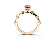 Solitaire Engagement Ring Setting for Fancy Pink Emerald Cut Center with Bezel Station Band and Prong Head in Rose Gold