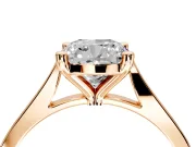 Solitaire Engagement Ring Setting for Cushion Cut Center with Tapered Shoulders and Prong Head in Rose Gold