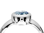 Solitaire Engagement Ring Setting for Fancy Blue Oval Center with Wide Band and Bezel Head in Sterling Silver
