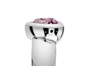 Solitaire Engagement Ring Setting for Fancy Pink Heart-Shaped Center with Wide Band and Bezel Head in Platinum