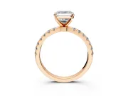 Open Basket Engagement Ring Setting for Asscher Cut Center with Pave Band and Prong Head in Rose Gold