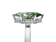 Hidden Halo Engagement Ring Setting for Fancy Green Marquise Center with Wide Flat Plain Band and Prong Head in Sterling Silver