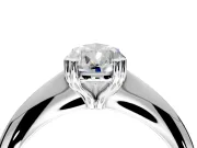Solitaire Engagement Ring Setting for Pear-Shaped Center with Reverse Tapered Band and Prong Head in Platinum