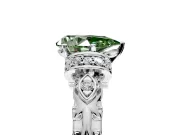 Solitaire Engagement Ring Setting for Fancy Green Pear-Shaped Center with Filigree Band and Prong Head in Platinum