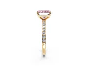 Solitaire Engagement Ring Setting for Fancy Pink Radiant Cut Center with Pave Accents and Prong Head in Yellow Gold