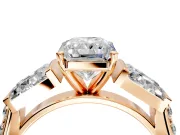 Channel-Set Engagement Ring Setting for Radiant Cut Center with Baguette Band and Prong Head in Rose Gold