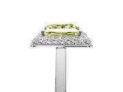 Halo Engagement Ring Setting for Fancy Yellow Princess Cut Center with Plain Tapered Band and Prong Head in Platinum